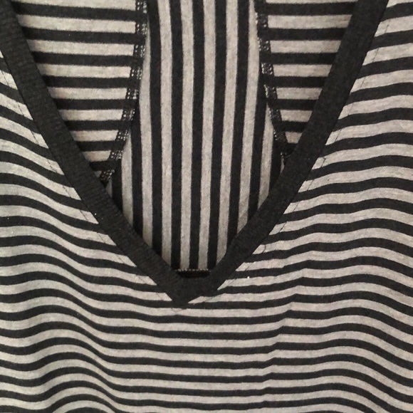 Athleta Short Sleeved Gray White Stripped dress - Picture 2 of 8